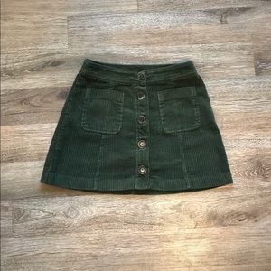 Zara Dark Green Corduroy Mini Skirt